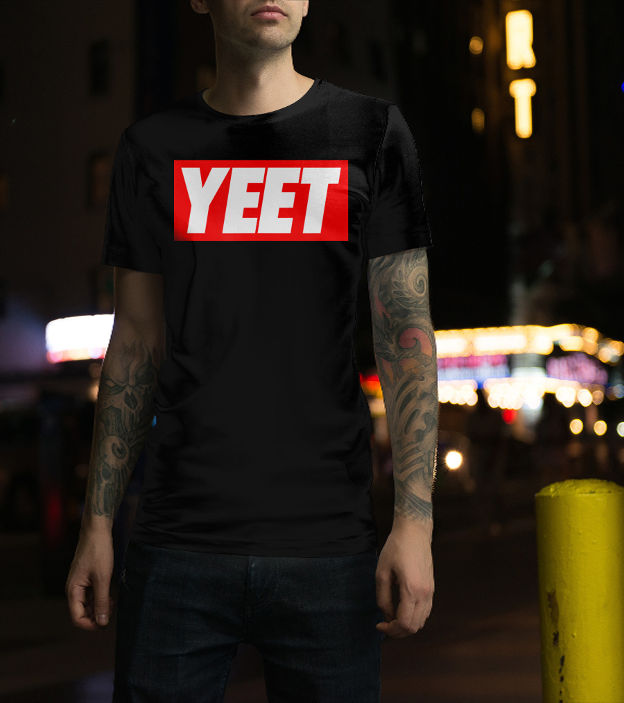 Yeet Basketball Red Bold Typography T-Shirt