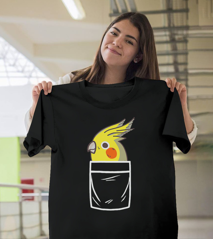 Crazy Cockatiel Funny Bird in Pocket T-Shirt