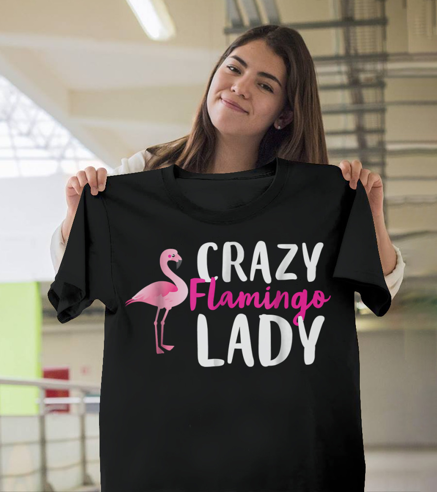 CRAZY FLAMINGO LADY WADING BIRD SPECIES LOVER T-Shirt