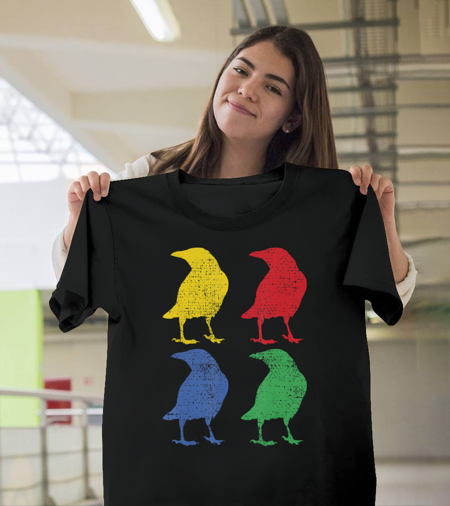 Crow Raven Bird Love Pop Art Quartet T-Shirt