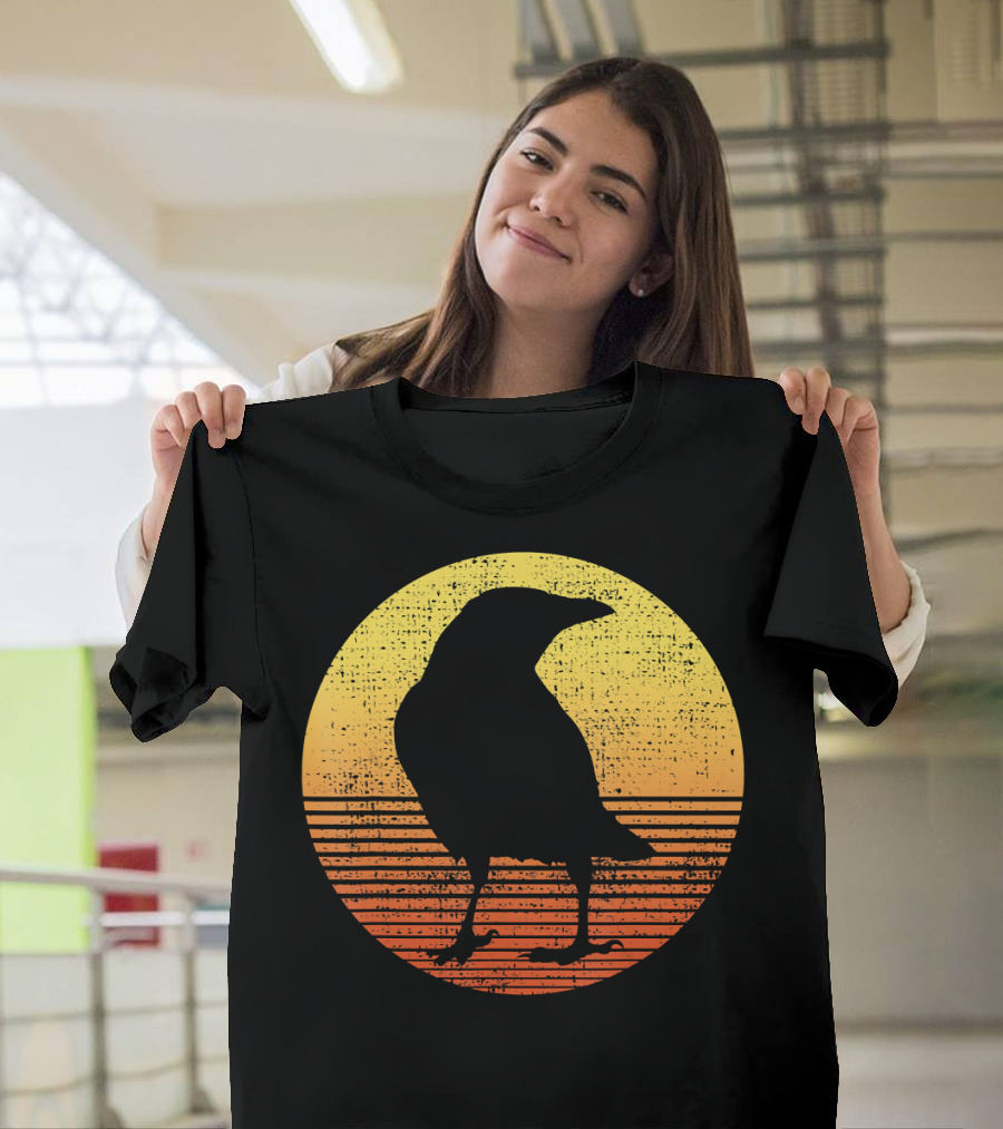 Crow Bird Lover Raven Sunset T-Shirt