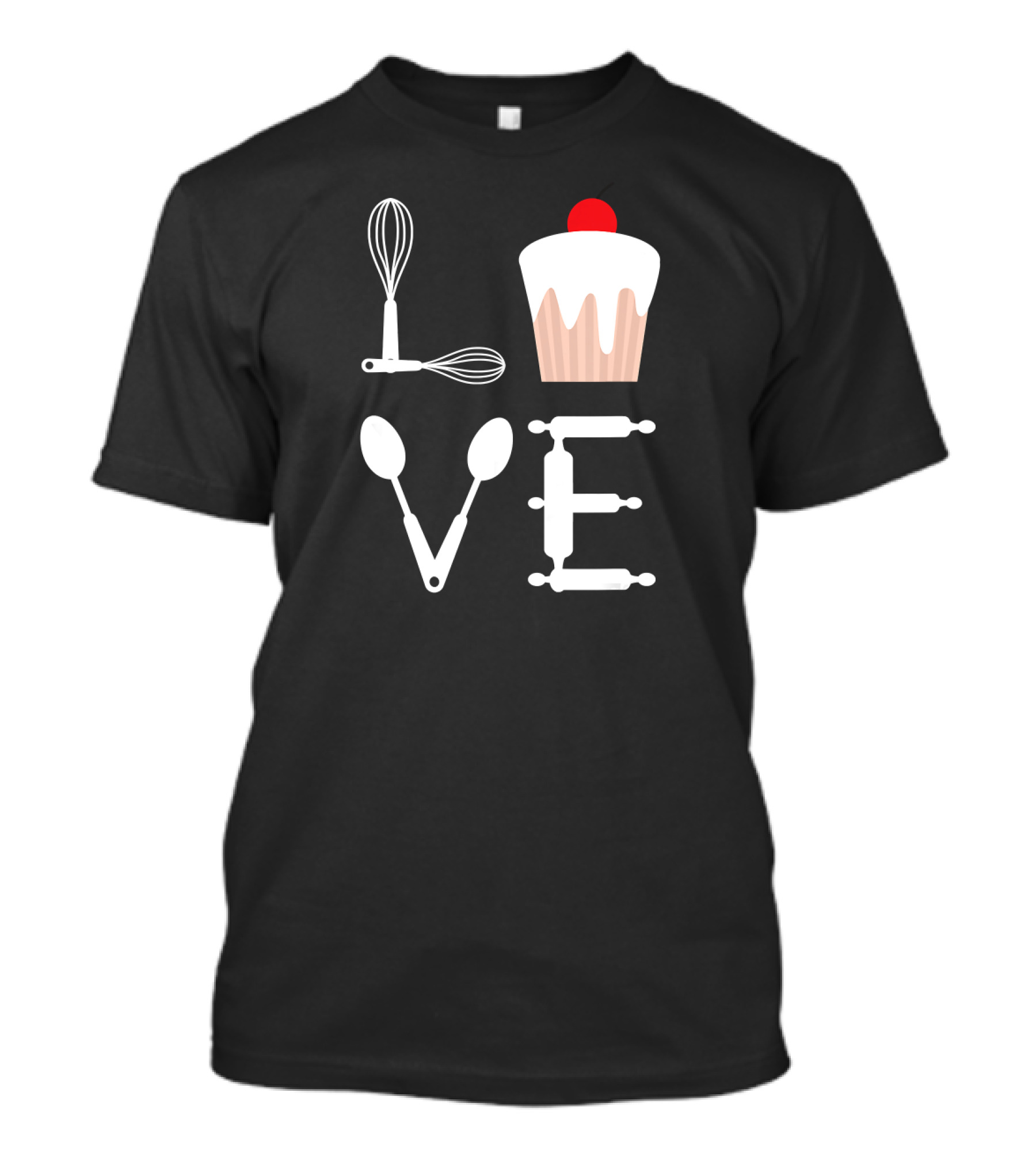 Love Baking Lover Cupcake Whisk Spoon Rolling Pin T-Shirt