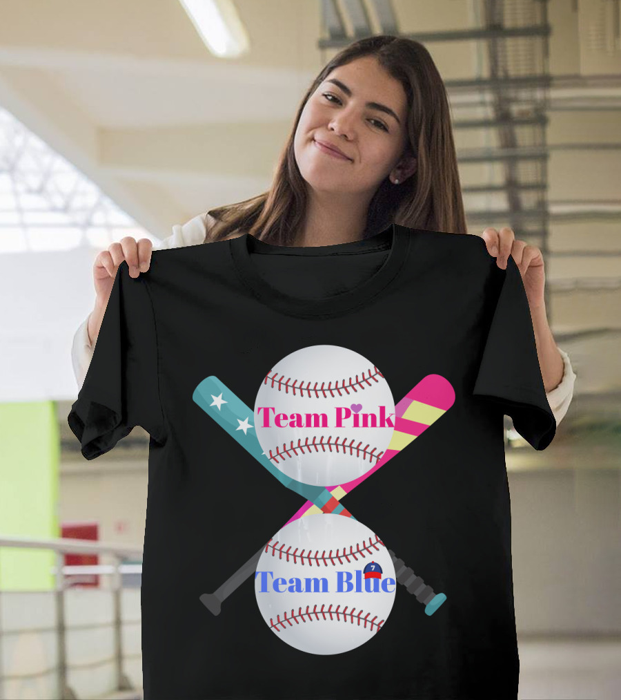 Team Pink Team Blue Cute Baseball Gender Reveal Party T-Shirt