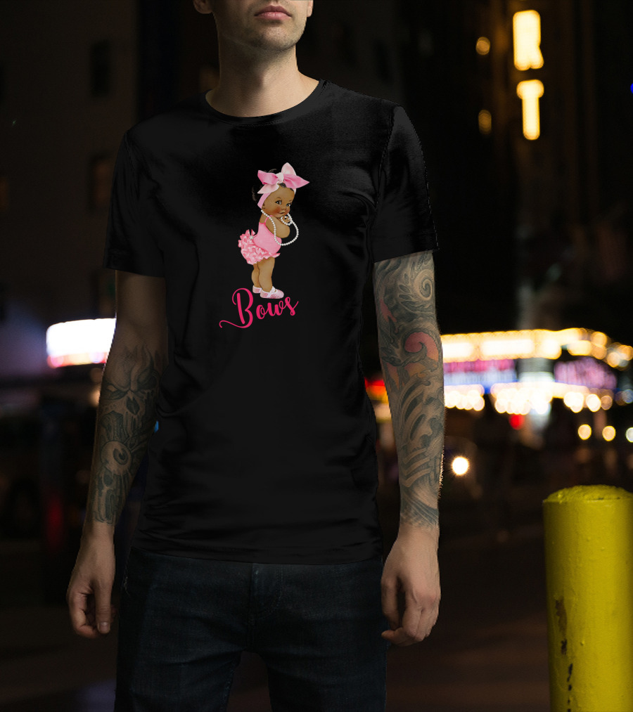 Bows Cute Ethnic Team Girl Gender Reveal T-Shirt