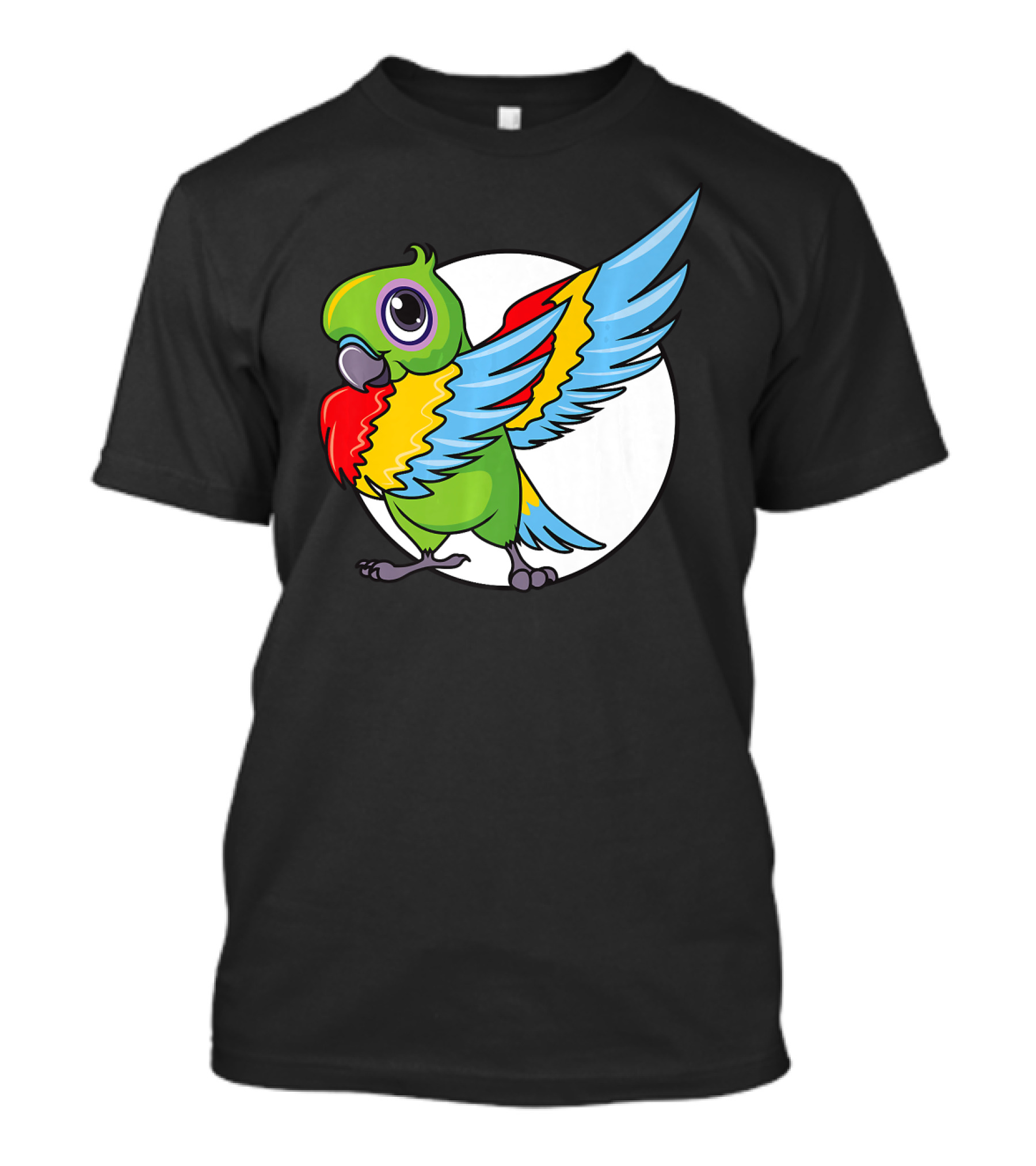 Cute Dabbing Great Green Macaw Parrot Colorful Wings T-Shirt