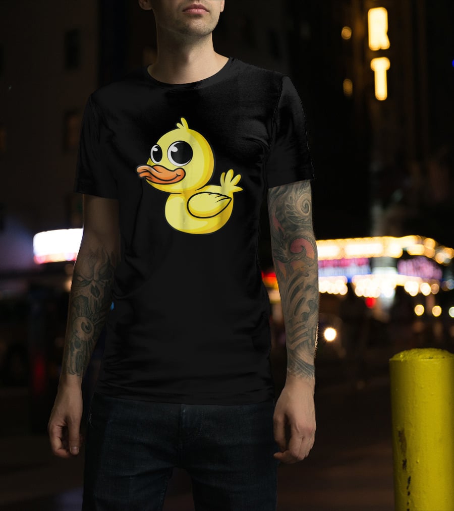 Cute Yellow Cartoon Duckling Baby Duck Bird T-Shirt