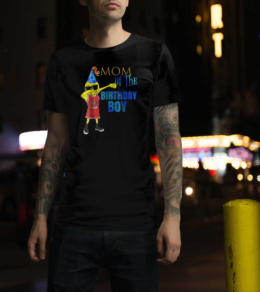 MOM OF THE BIRTHDAY BOY Dabbing Emoji Basketball 23 Party Hat T-Shirt