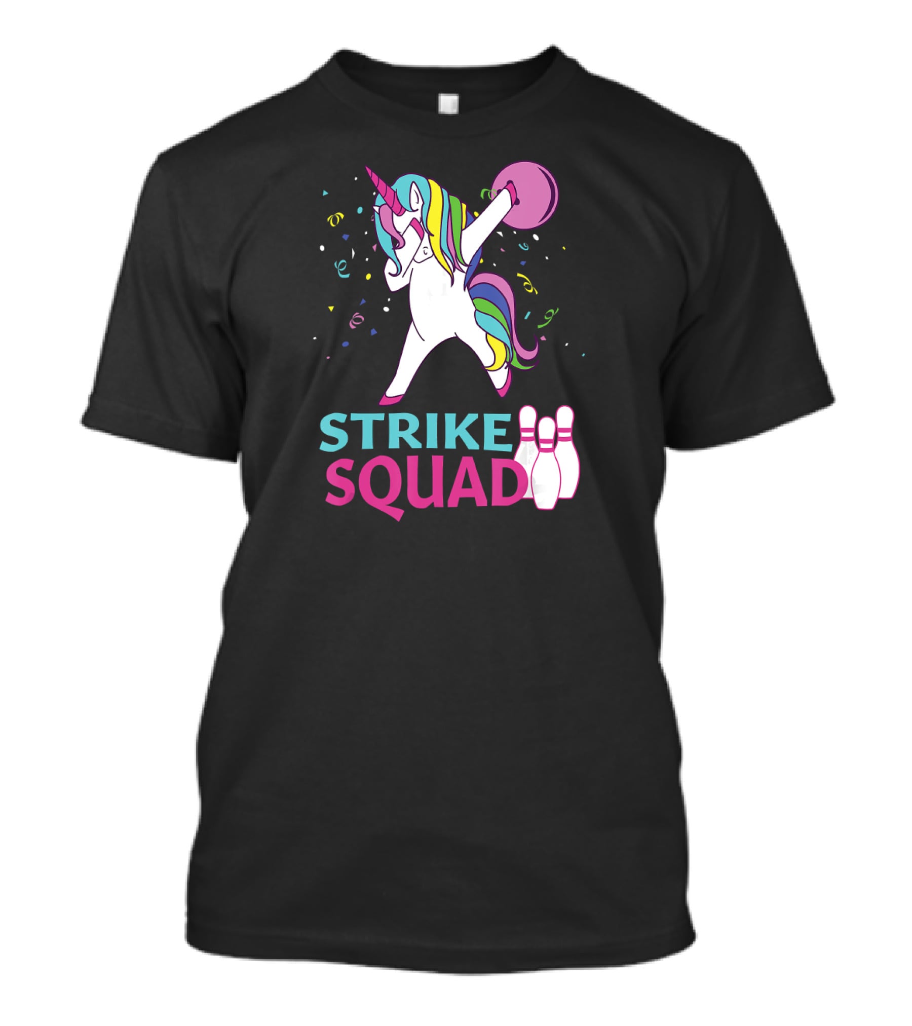 Strike Squad Dabbing Unicorn Bowling Team T-Shirt