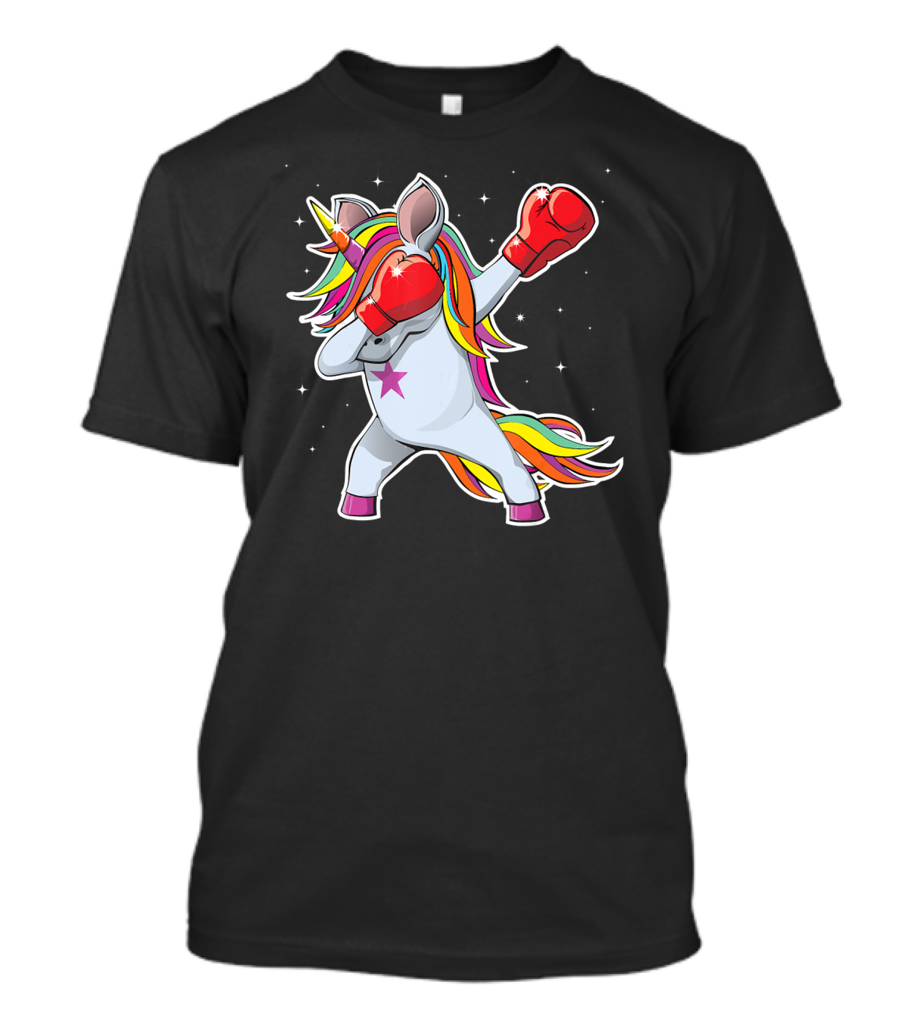 Dabbing Boxing Unicorn With Rainbow Mane And Red Gloves Girl Squad Rules T-Shirt