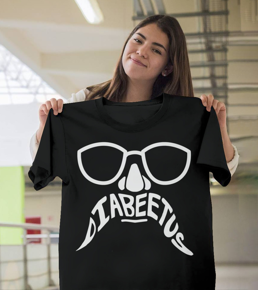 Diabeetus Awareness Diabetic Beard Support Parody Glasses Nose Moustache T-Shirt
