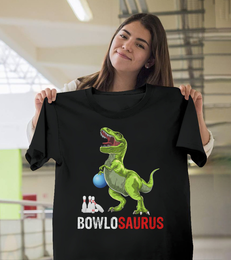 Bowlosaurus Dinosaur Bowler Funny Bowling T-Shirt