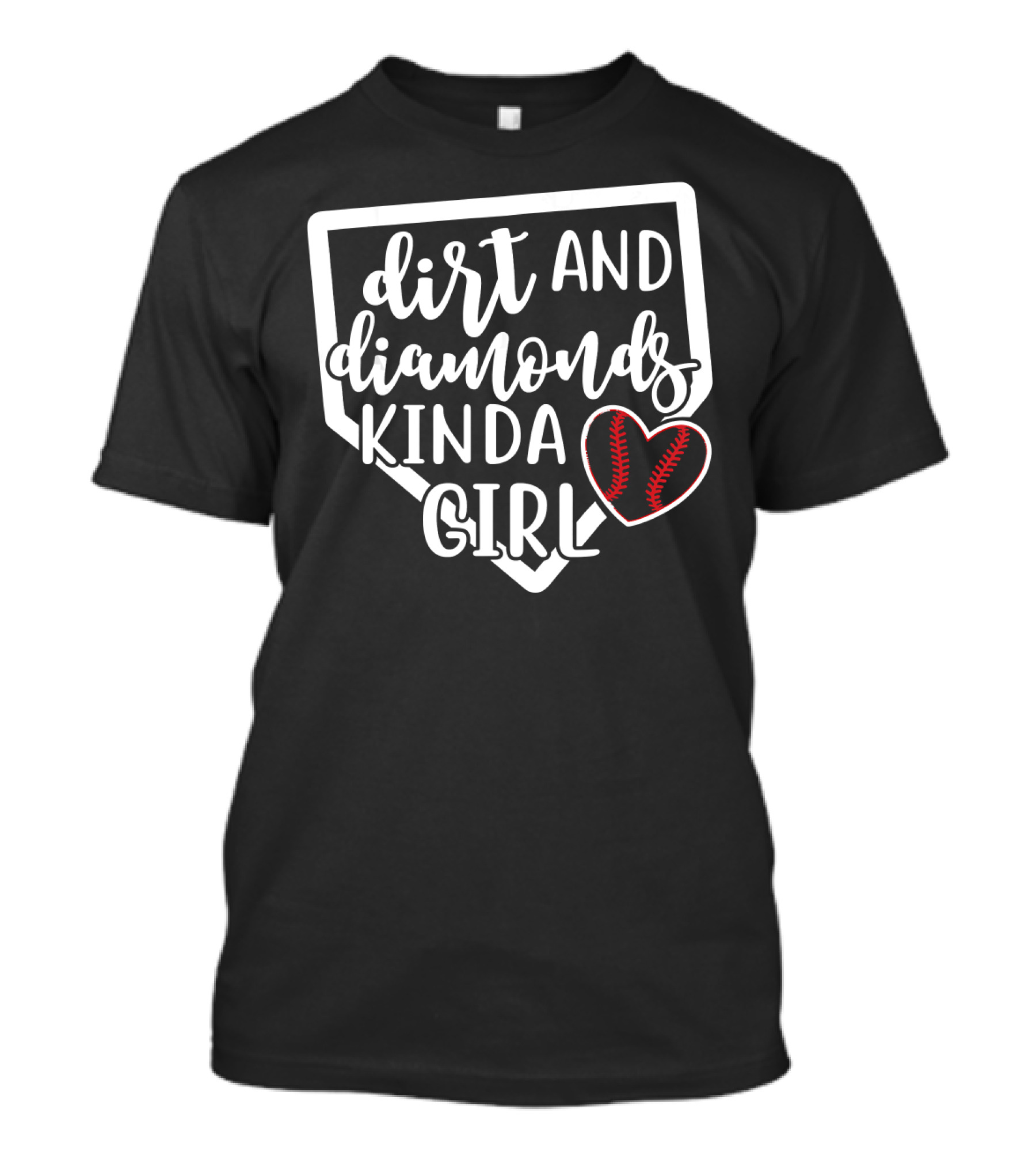 Dirt And Diamonds Kinda Girl Softball Baseball Heart T-Shirt