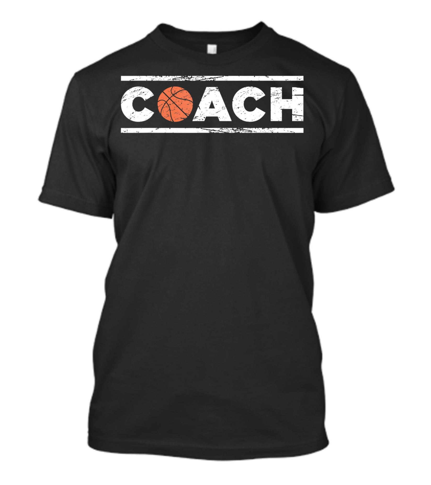 Distressed Basketball Coach Bold Lettering T-Shirt