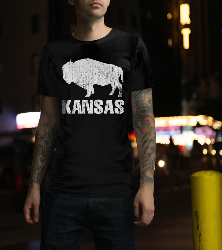 Distressed Kansas State Buffalo T-Shirt