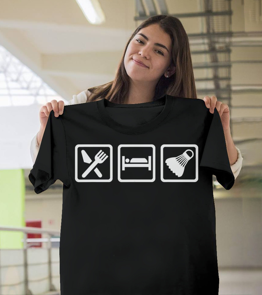 Eat Sleep Badminton Shuttlecock Icons T-Shirt