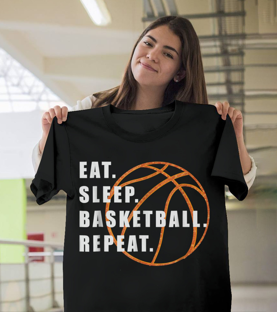 Eat Sleep Basketball Repeat Basketball Lines T-Shirt