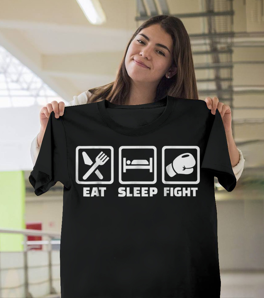Eat Sleep Fight Boxing Gloves T-Shirt