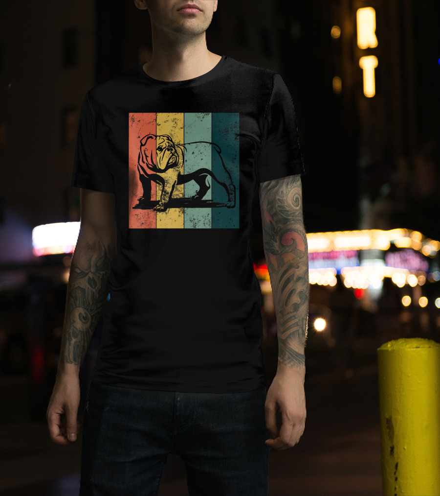English Bulldog Vintage Stripe T-Shirt