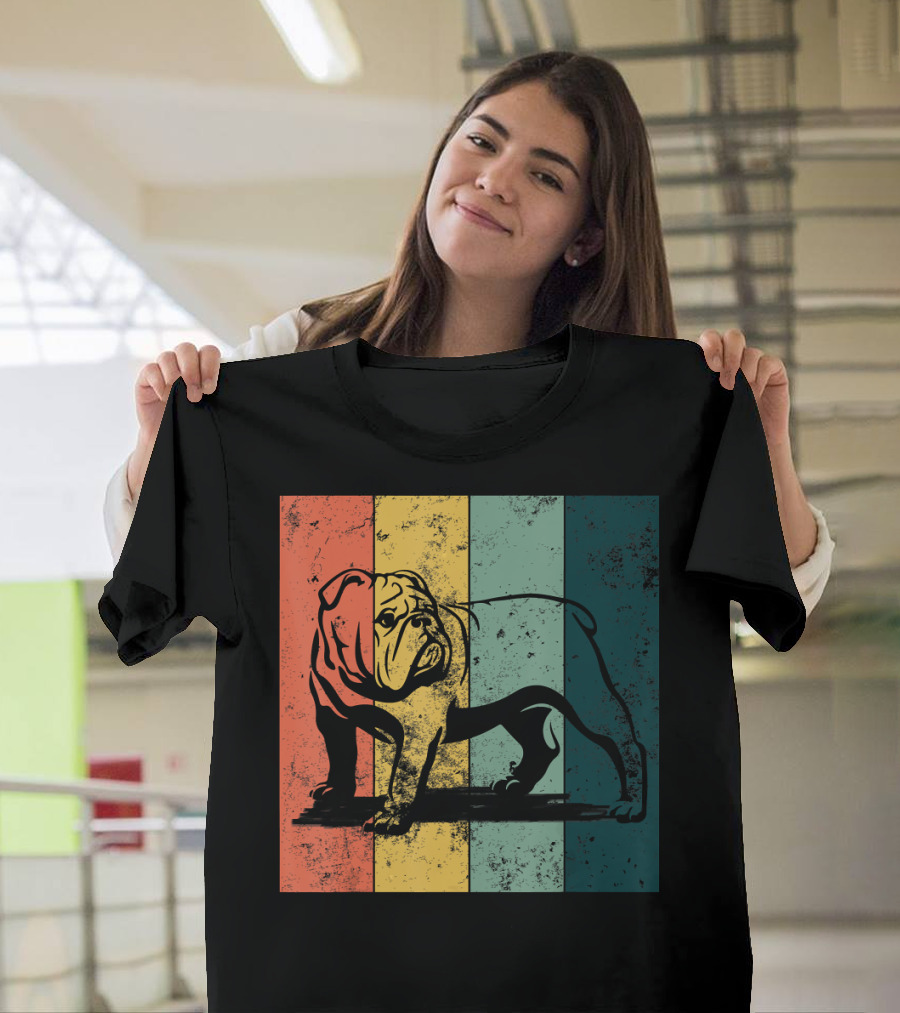 English Bulldog Vintage Stripe T-Shirt