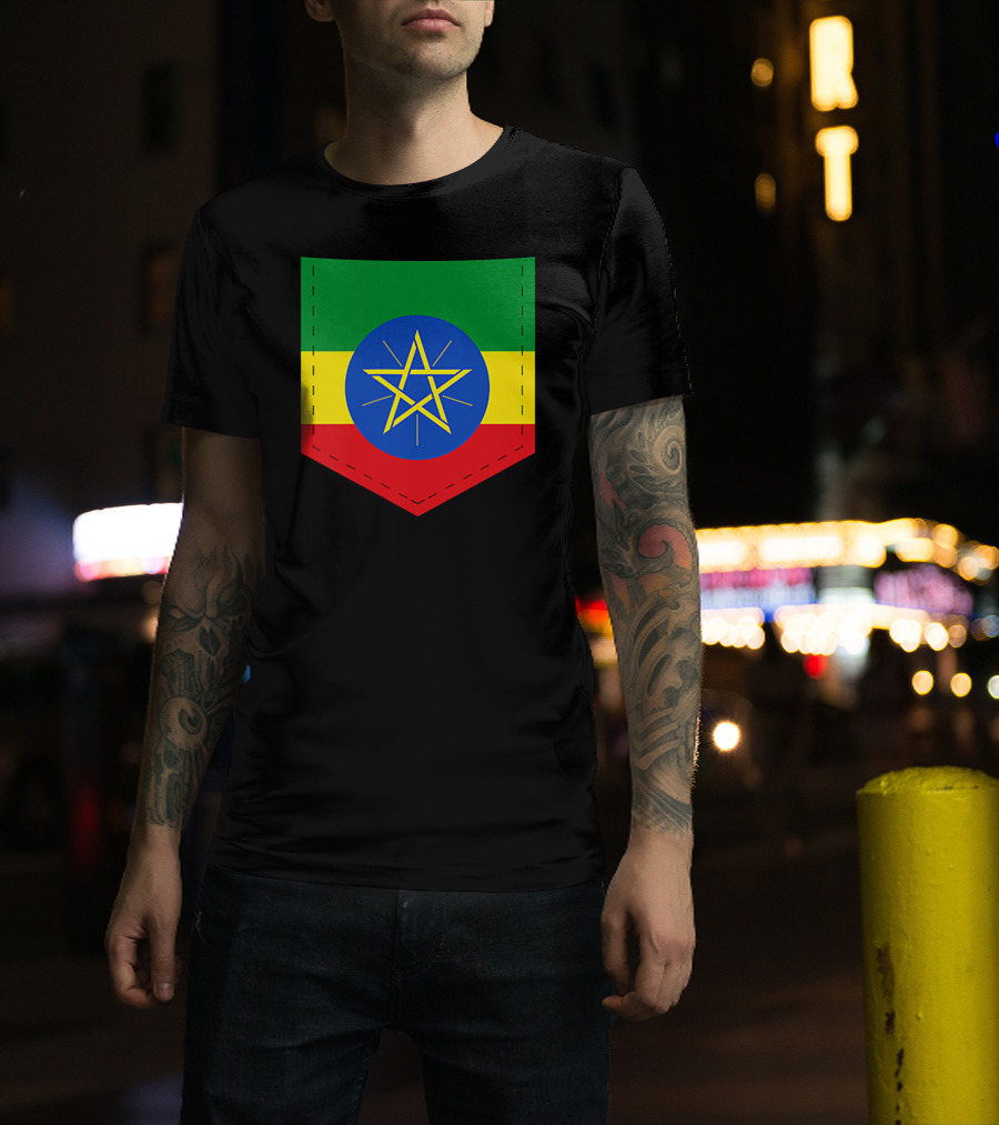Ethiopia Flag Green Yellow Red With Blue Circle And Star T-Shirt