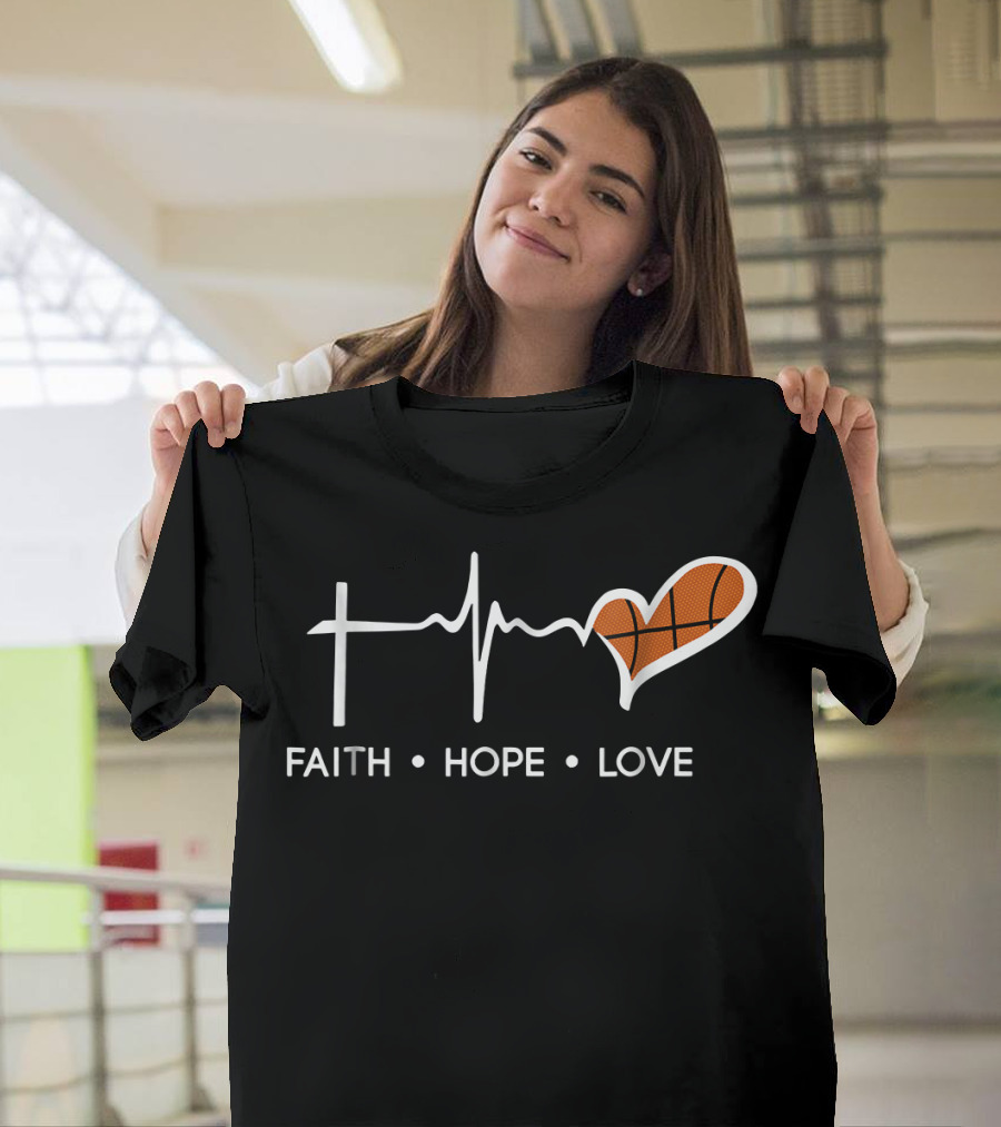 Faith Hope Love Basketball Heartbeat T-Shirt