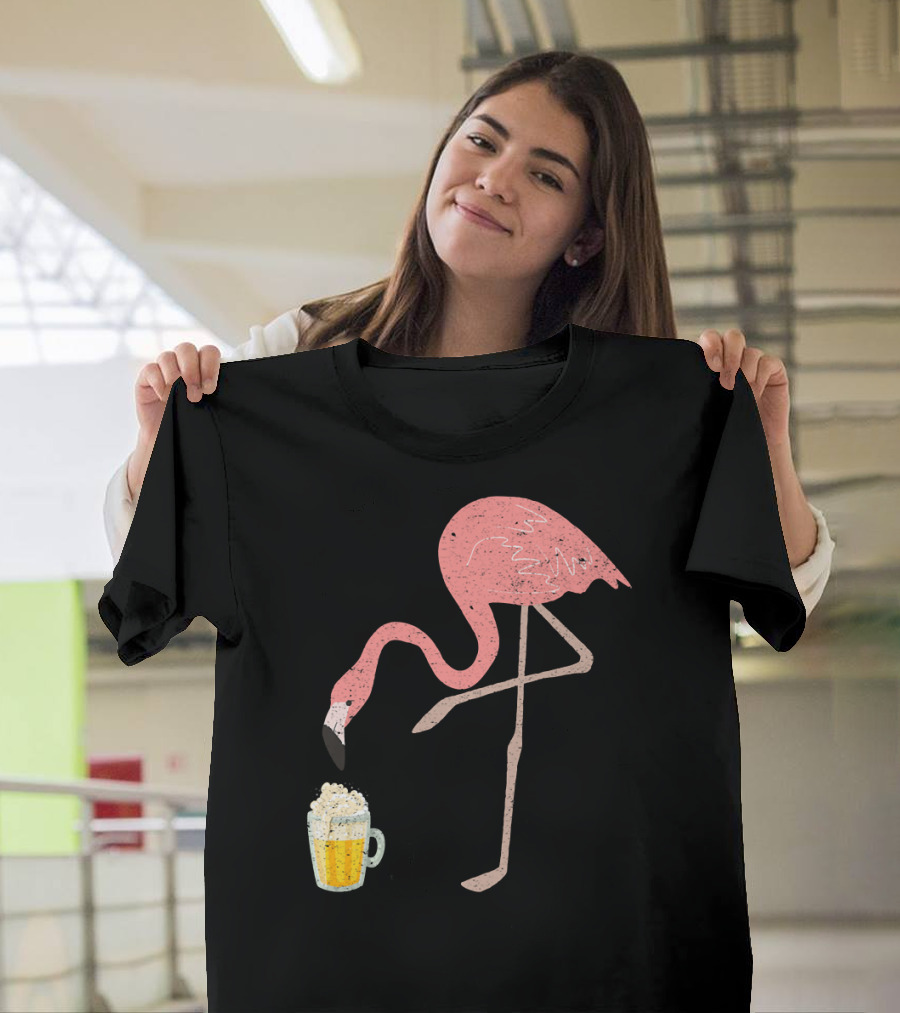 Flamingo Beer Love Bird Drinking T-Shirt