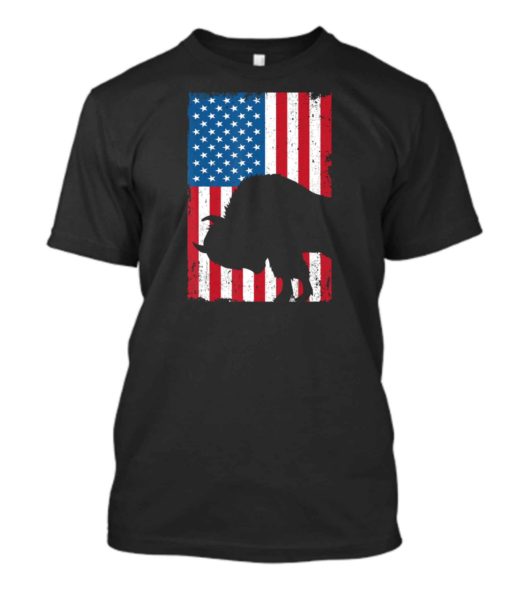 Fourth Of July Bison Patriot American Flag Silhouette Independence Day T-Shirt