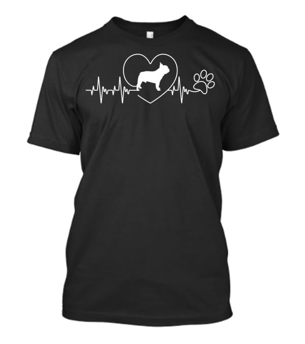 French Bulldog Heartbeat With Paw Prints T-Shirt