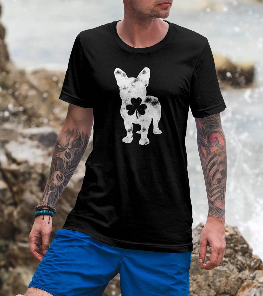 French Bulldog St Patricks Day Boys Men Dog Shamrock T-Shirt