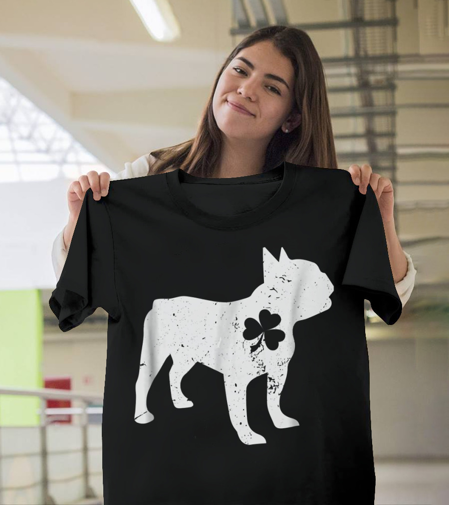 French Bulldog with Shamrock for St Patrick's Day T-Shirt