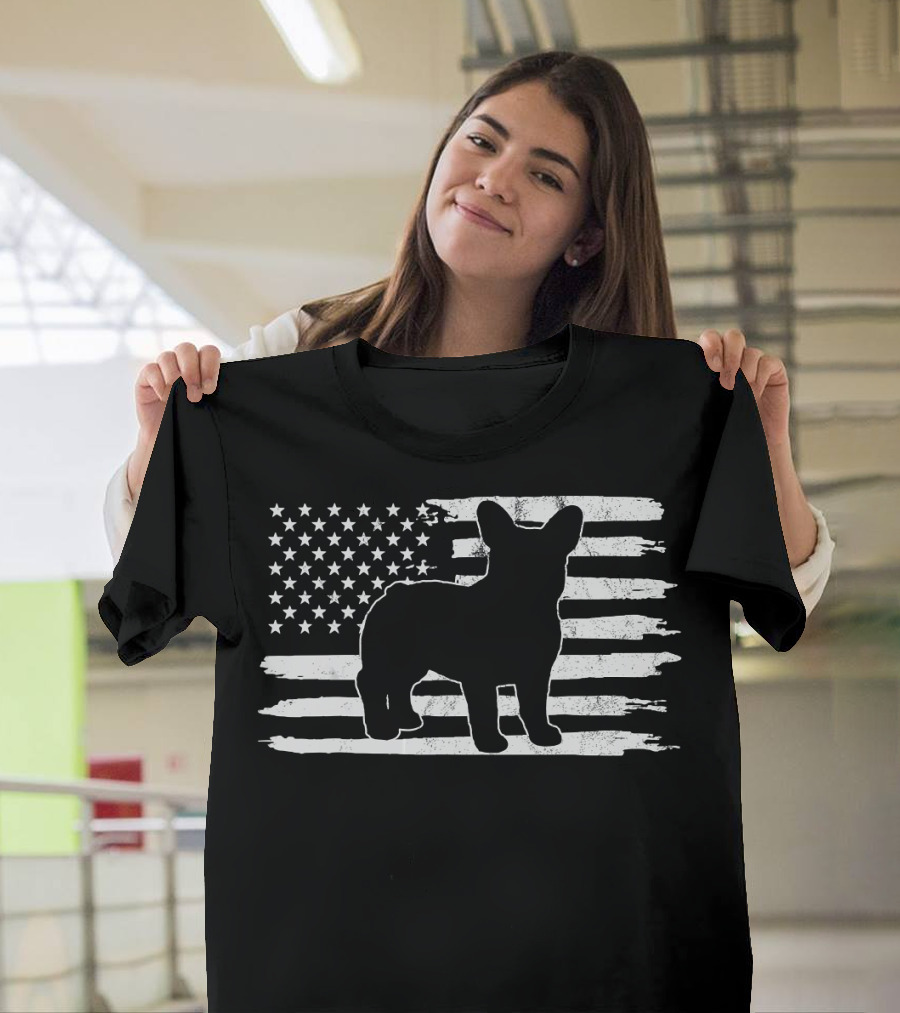 Frenchie American Flag Fourth of July T-Shirt