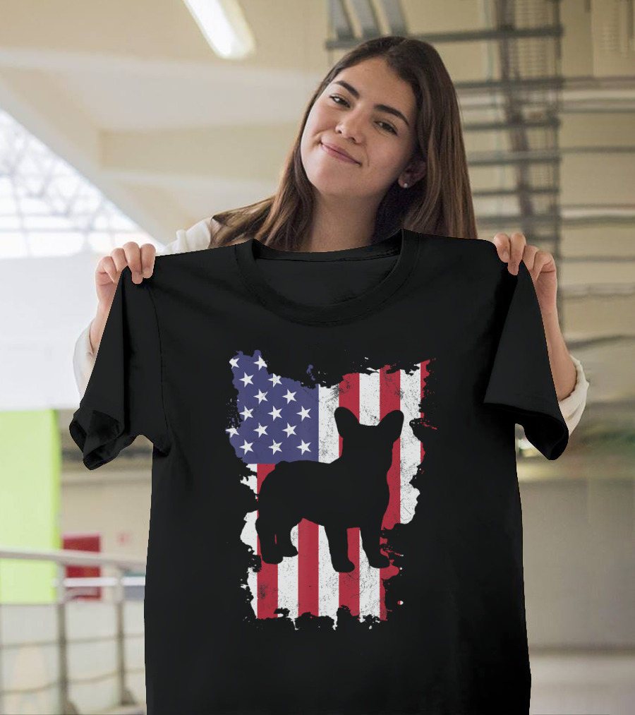 Frenchie French Bulldog USA Flag 4th of July T-Shirt