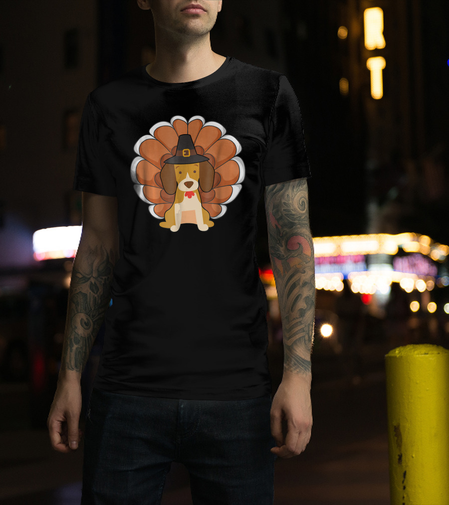 Funny Beagle Turkey Thanksgiving Hat Humor T-Shirt