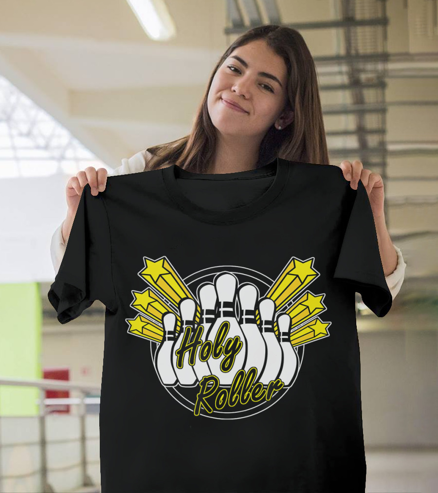Holy Roller Bowling Pin Stars Retro Funny T-Shirt