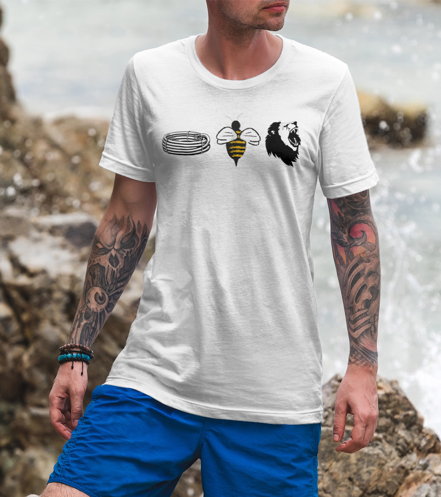 Barbed Bee Lion Funny Vintage Animal Joke Pun T-Shirt