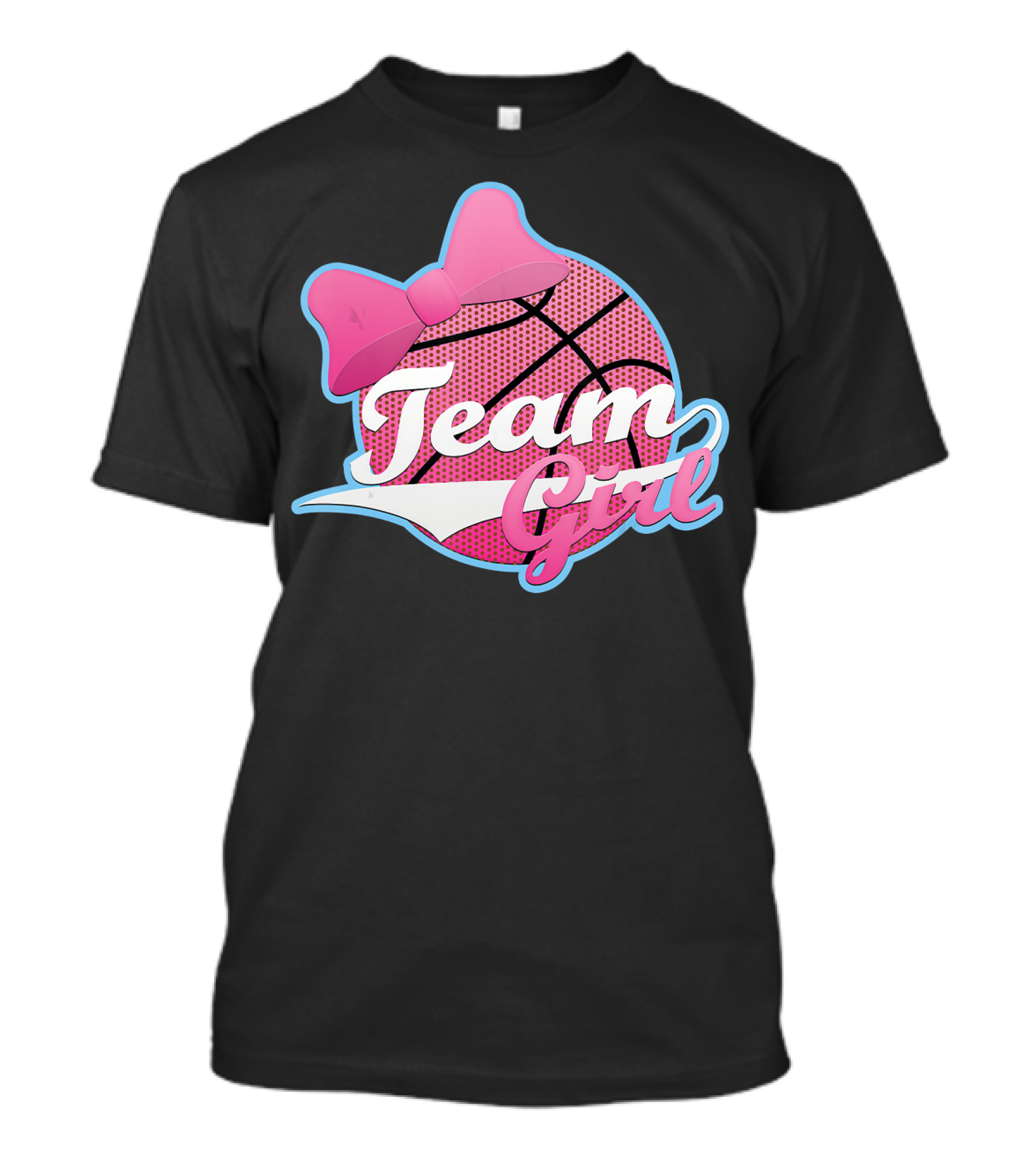 Gender Reveal Party Team Pink Girl Basketball Bow T-Shirt