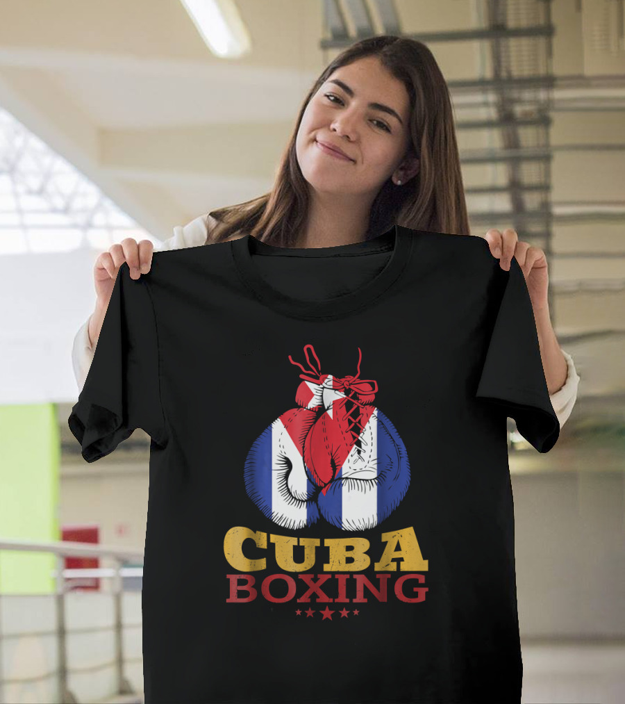 Cuba Boxing Gloves With Cuban Flag And Stars T-Shirt