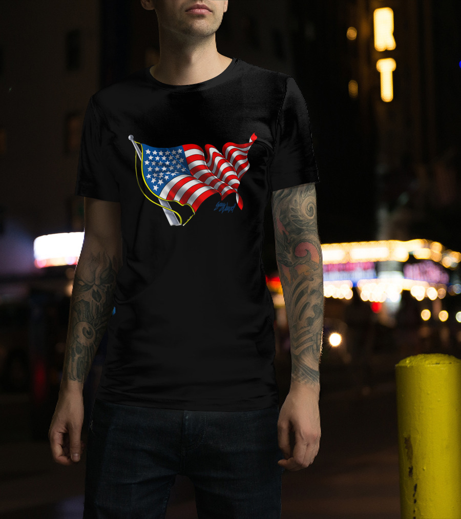 God Bless America Flag Waving T-Shirt
