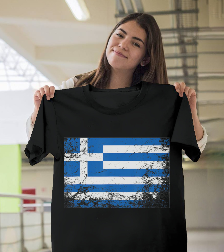 Distressed Vintage Greek National Flag T-Shirt