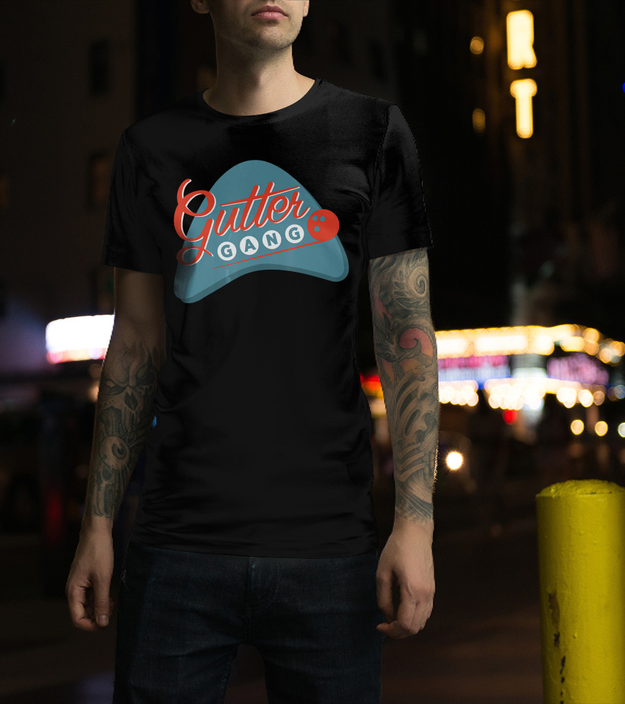 Gutter Gang Bowling League Team Retro Bowling Ball T-Shirt