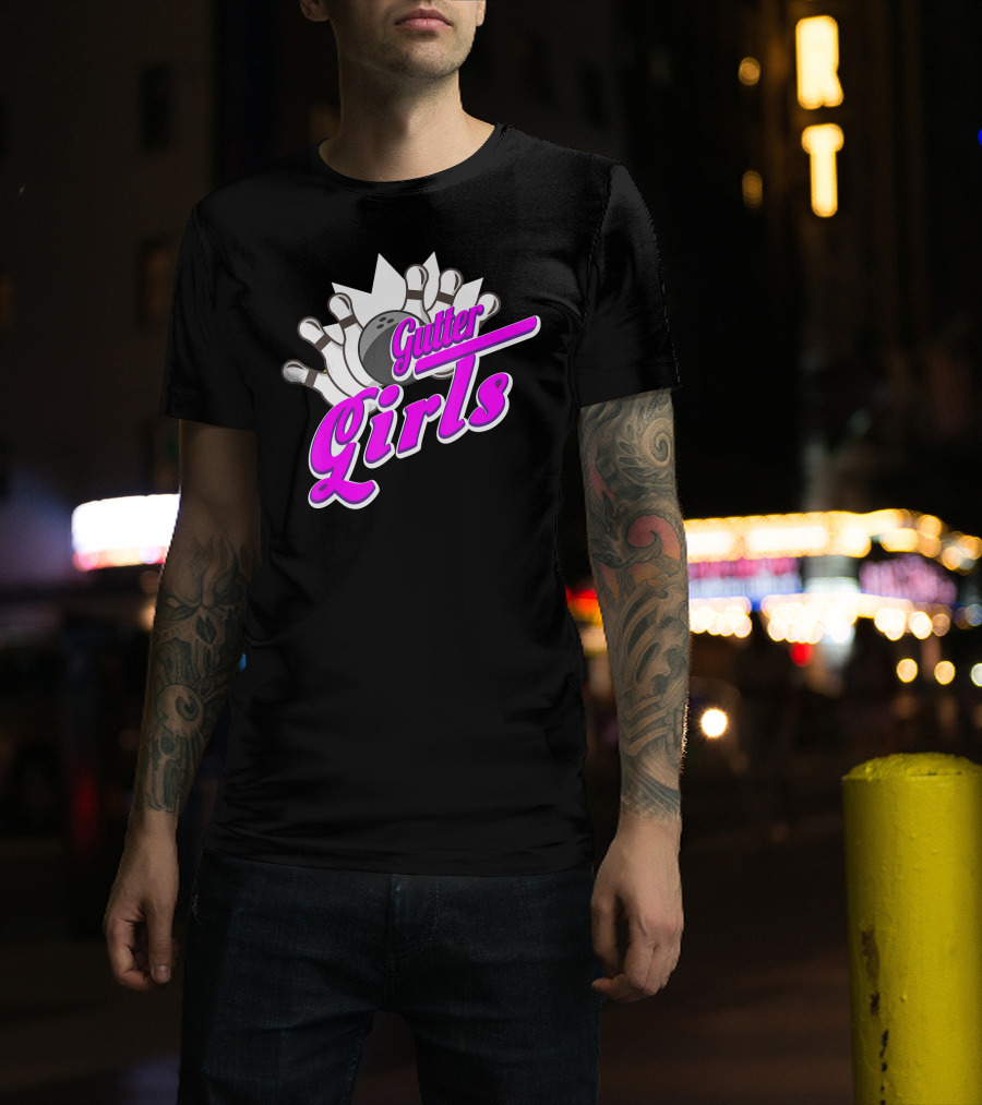 Gutter Girls Bowling Ball Pin Bowler Retro T-Shirt