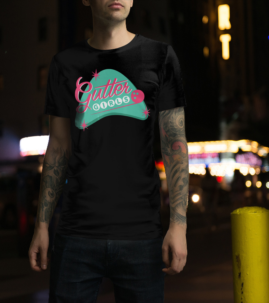 Gutter Girls Bowling Team Retro Logo Pastel T-Shirt