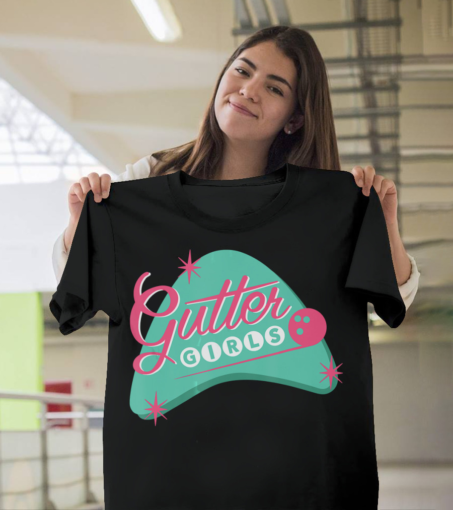 Gutter Girls Bowling Team Retro Logo Pastel T-Shirt