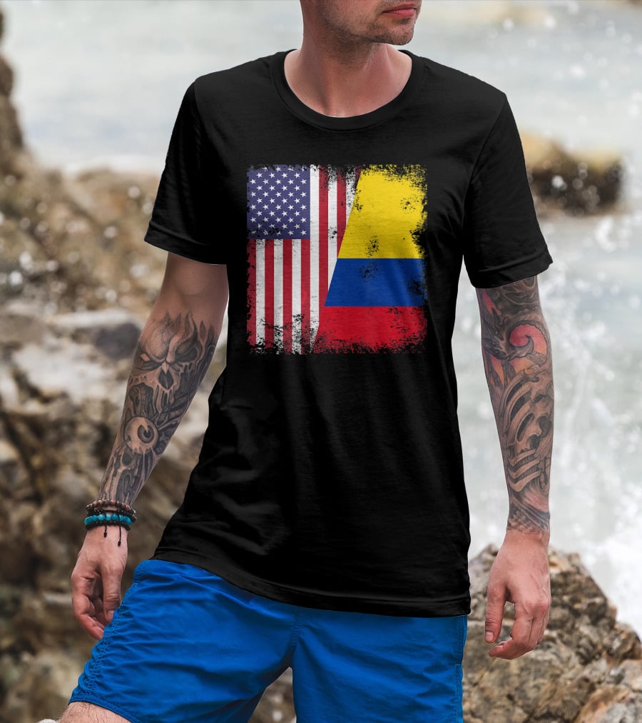 Half Colombian Half American Flag T-Shirt