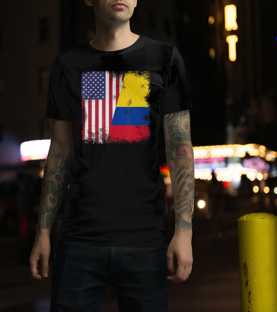 Half Colombian Half American Flag T-Shirt