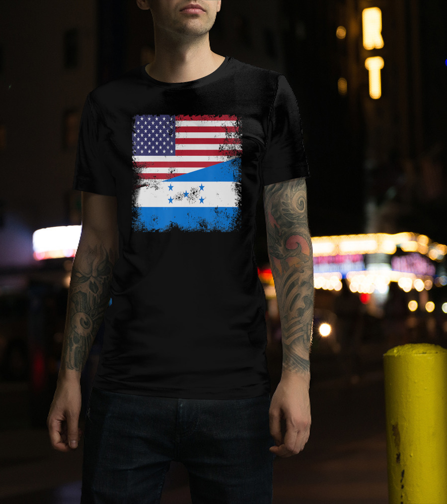 Half Honduran Half American Flag Vintage Hon T-Shirt