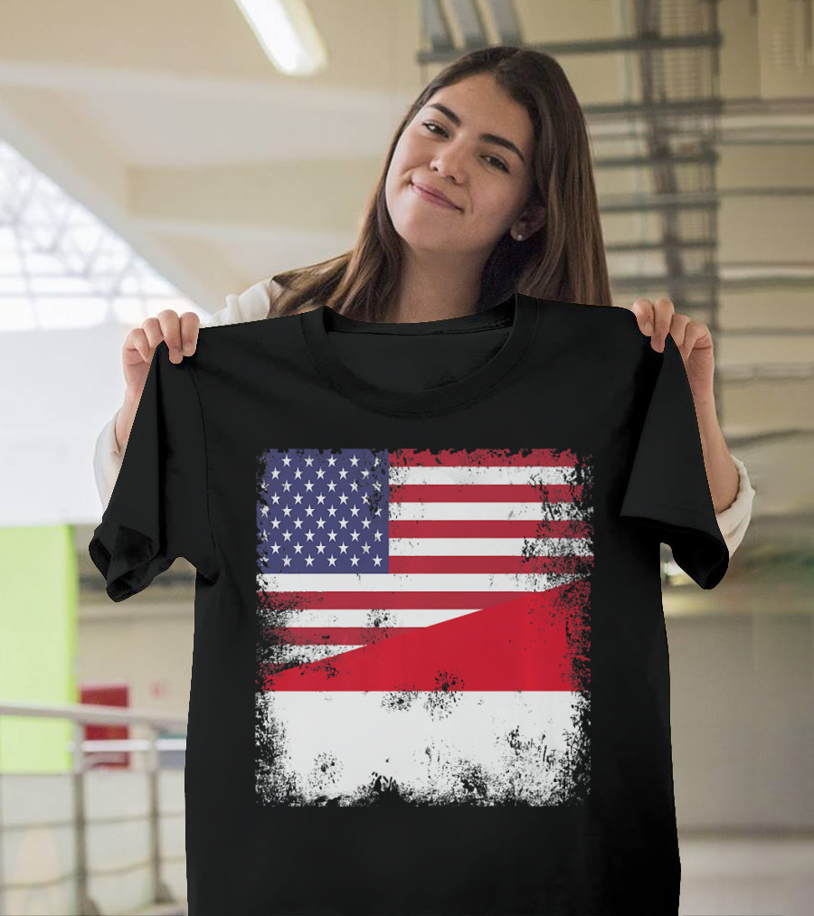 Half Indonesian Half American Flag Vintage Indo USA Fusion T-Shirt