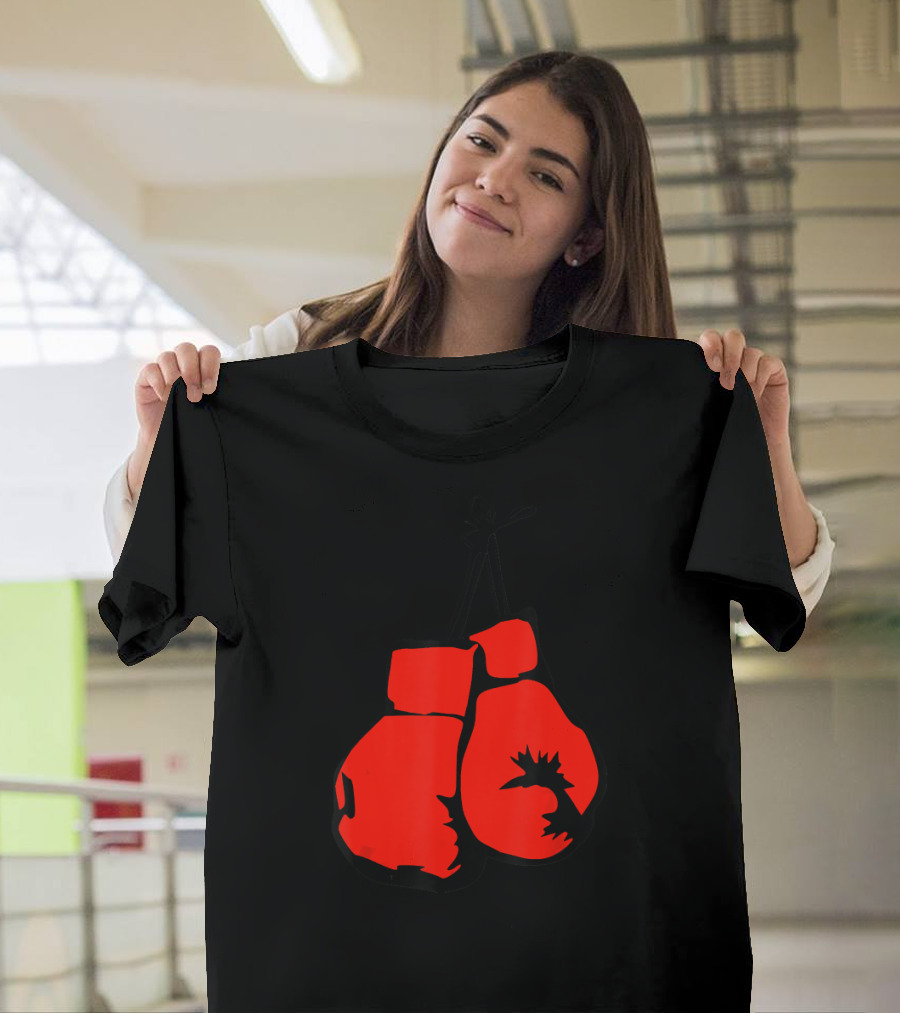 Hanging Red Boxing Gloves with Rooster T-Shirt
