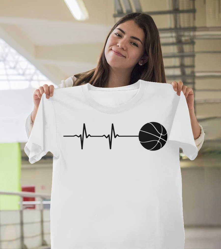 Heartbeat Basketball Player Pulse Path T-Shirt