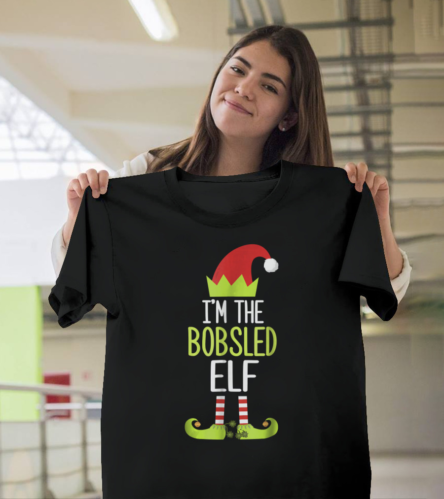 I'm The Bobsled Elf Festive Holiday Outfit With Hat And Shoes T-Shirt